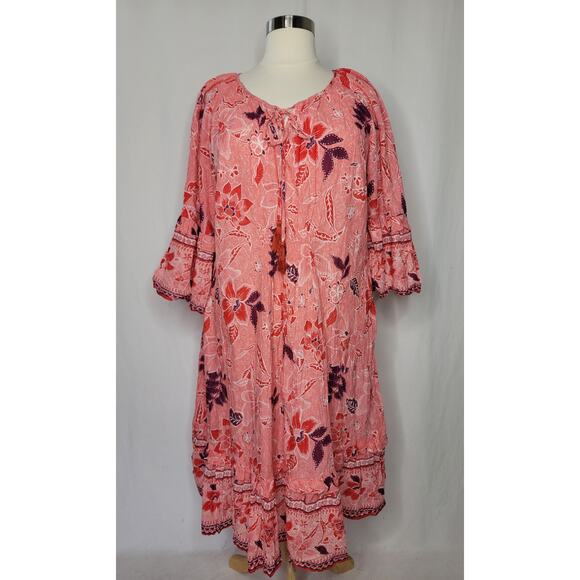 AVENUE Kara Crush Midi Dress Pink Royal Blooms NWT Plus Size 20W - Picture 3 of 11